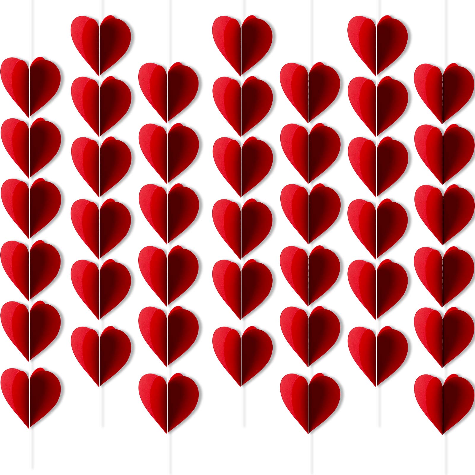 HOWAF Valentines Day Heart Garland Red 3DHearts Hanging String